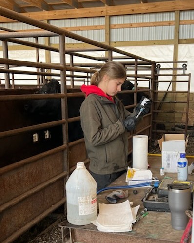 Madelyn working on the farm Madelyn working on the farm