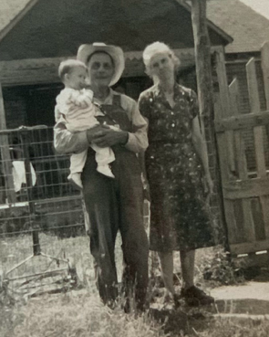 Jack with his grandparents who started their century farm