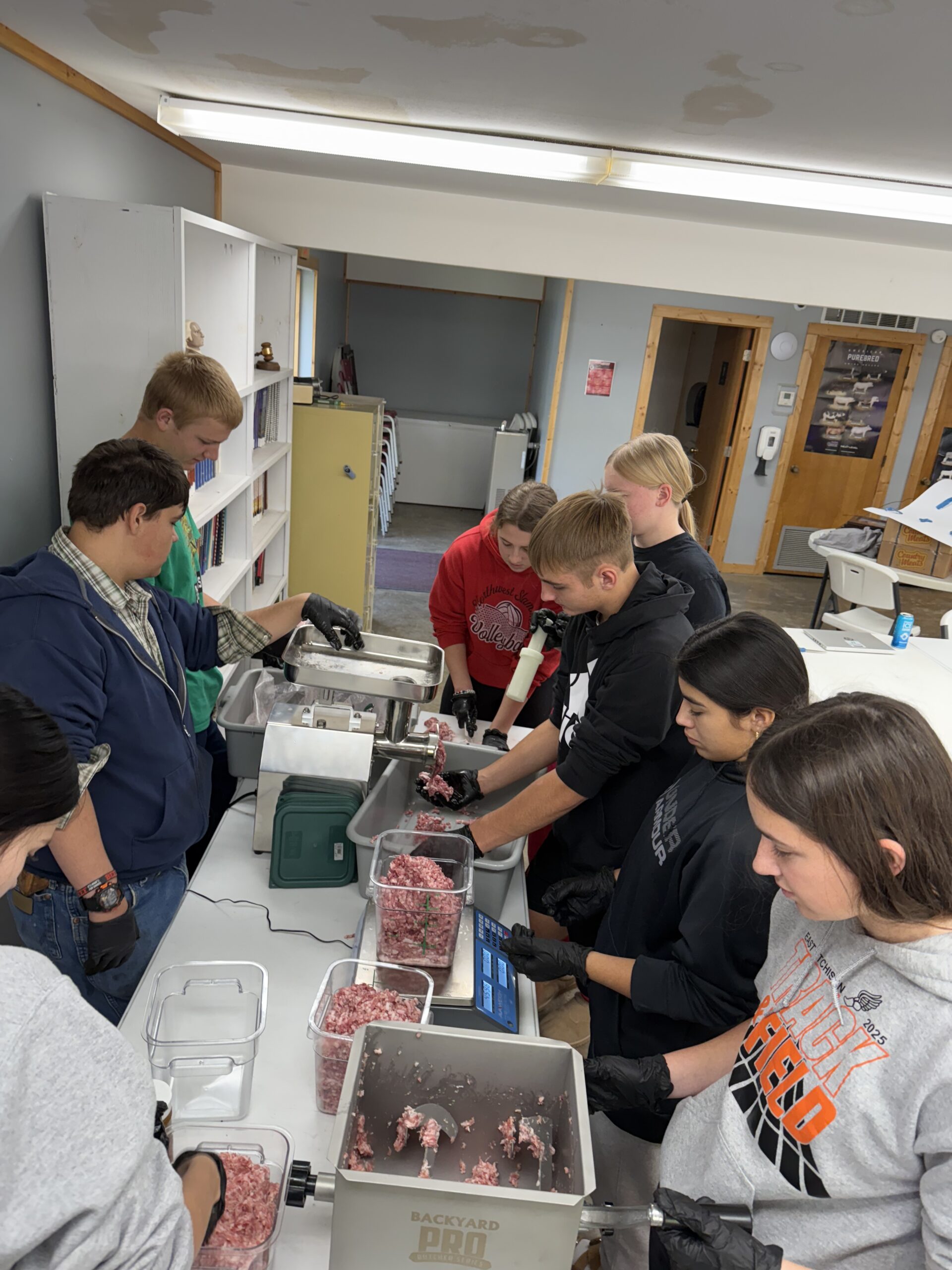 Tarkio FoodSci students working with pork Tarkio FoodSci students working with pork