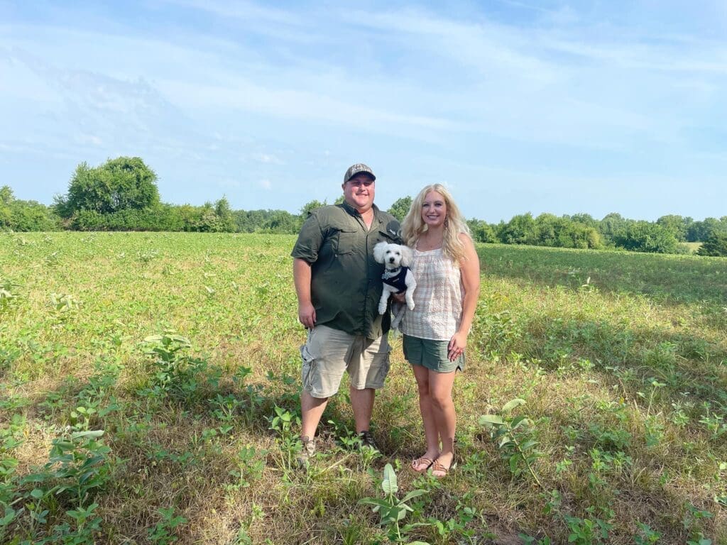 Jordan, Breanne, And Dog Winston On The Day They Purchased Their First Farm